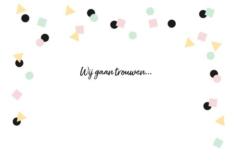Trouwkaart marriage goud zwart met confetti 2