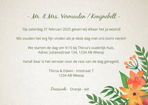 Trouwkaart Mr. & Mrs. Bloemen 3