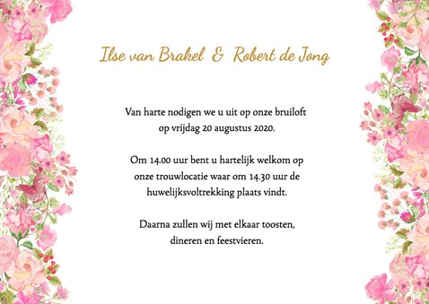 Trouwkaart rozen pastel 3