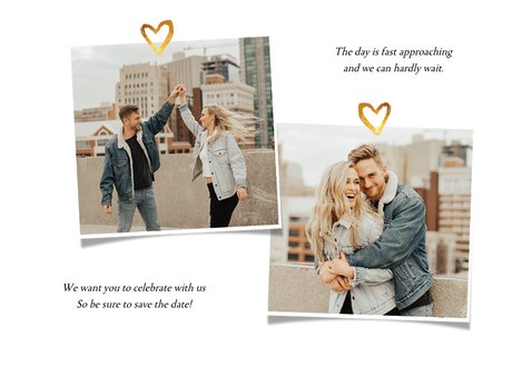 Trouwkaart Save the date fotocollage met goud 2