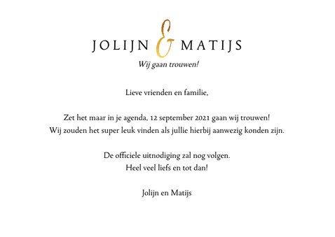 Trouwkaart Save the date fotocollage met goud 3