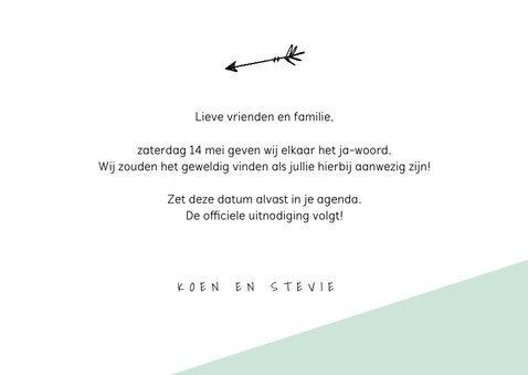 Trouwkaart save the date modern met foto 3