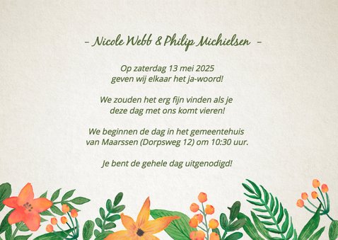 Trouwkaart tijdlijn retro bloem 3