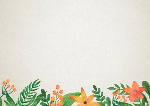 Trouwkaart tijdlijn retro bloem Achterkant