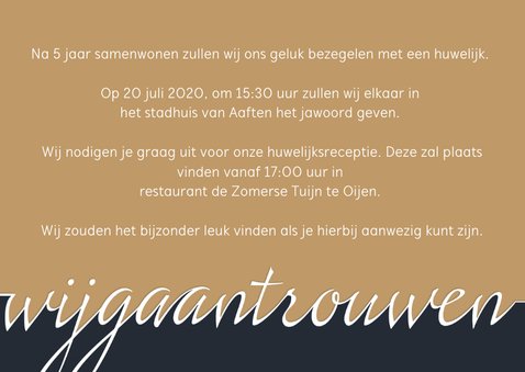 Trouwkaart typografie en fotolijst 3