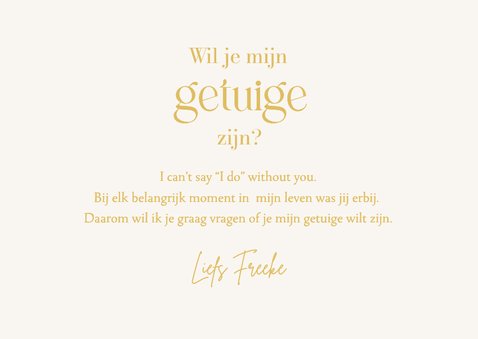 Trouwkaart voor je getuige bruidsmeisje ceremoniemeester 3