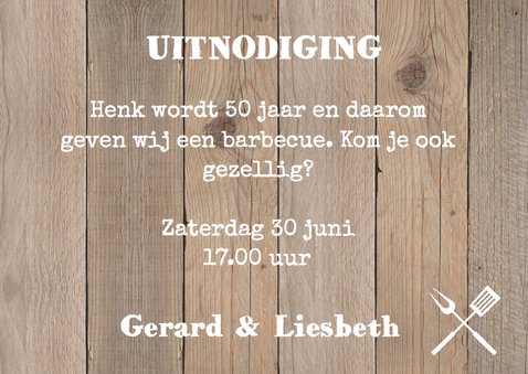 Tuinfeest uitnodiging hout label 3