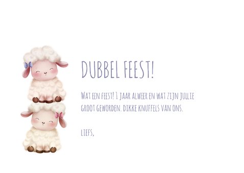 Tweeling verjaardagskaart met schaapjes 3