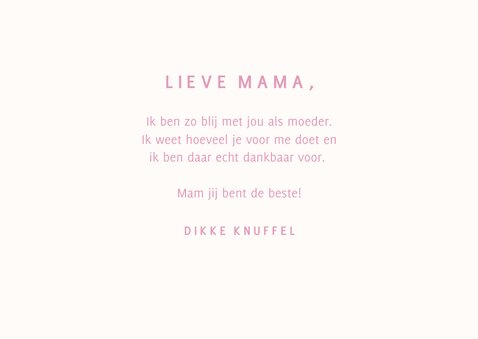 Typografisch moederdagkaartje wit en roze mam met sterretjes 3