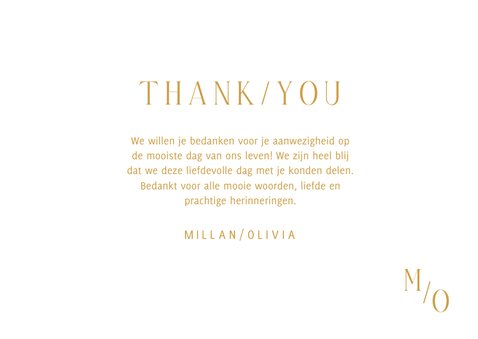 Typografische bedankkaart met minimalistische gouden tekst 3