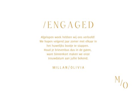 Typografische verlovingskaart minimalistische gouden tekst 3