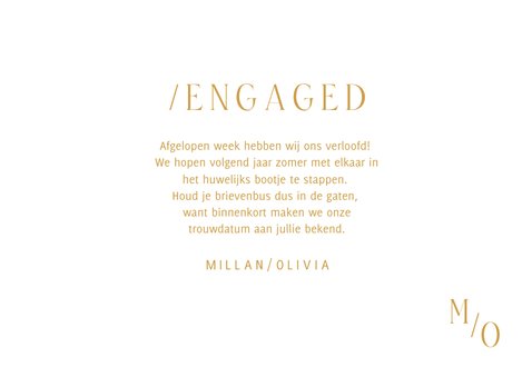 Typografische verlovingskaart minimalistische gouden tekst 3