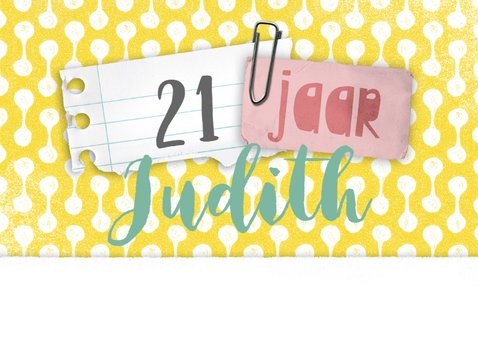 Uitnodiging 21 diner aanpasbaar geel memo 2