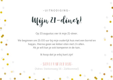 Uitnodiging 21-diner met 3 foto's door de jaren heen 3