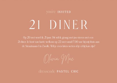 Uitnodiging 21 diner stijlvol met veren 3