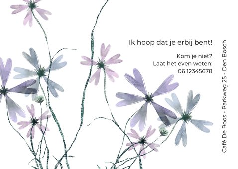 Uitnodiging 30, met foto en bloemen in waterverf-look 3