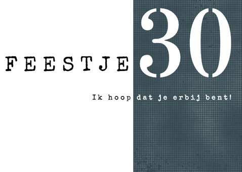 Uitnodiging 30ste verjaardag, modern en stoer met foto 2