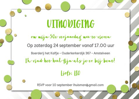 Uitnodiging 50 ballon groen 3