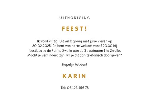 Uitnodiging 50 feest folieballon met confetti aanpasbaar 3
