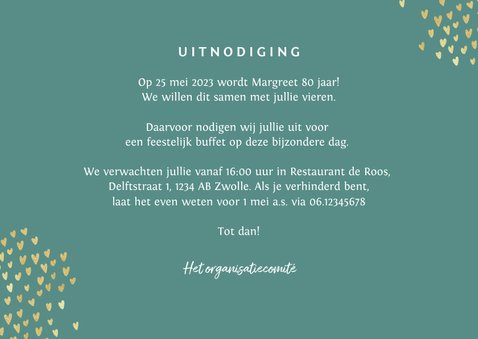 Uitnodiging 80 jaar stijlvol goud toen en nu 3