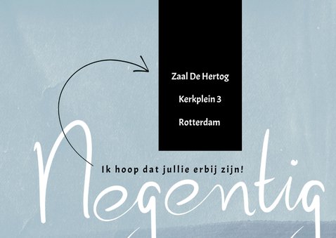 Uitnodiging 90ste verjaardag, met geschreven 'negentig' 3