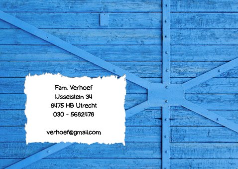 Uitnodiging ballon 5 blauw hout 2