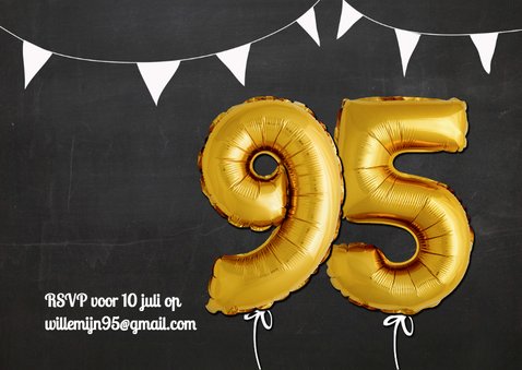 Uitnodiging Ballonnen goud 95 2