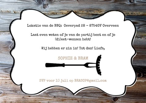 Uitnodiging barbecue sloophout en eigen foto 3