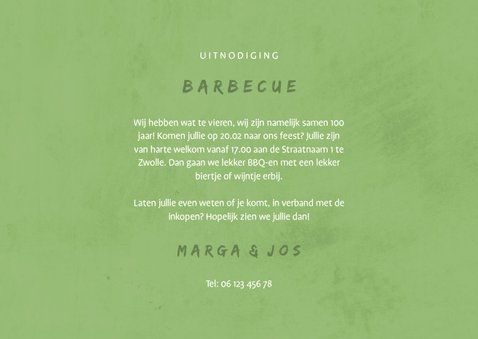 Uitnodiging BBQ met foto's, barbecue, hekje en wolken 3