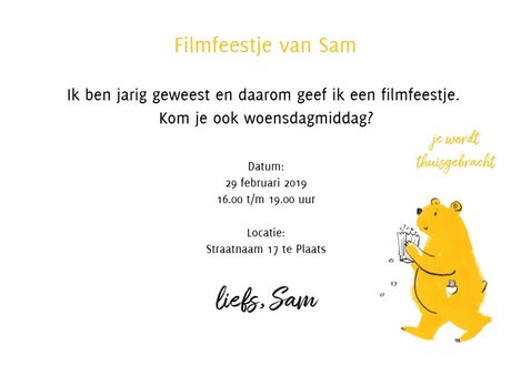 Uitnodiging Bioscoop- Filmfeestje voor jongen en meisje 3