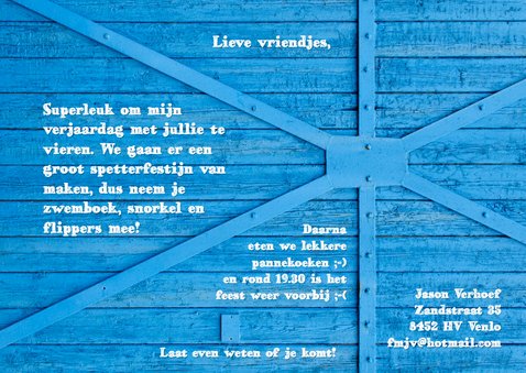 Uitnodiging blauw hout kind - OT 3