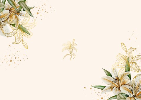 Uitnodiging bruidsmeisje witte lelies met goudfolie Achterkant