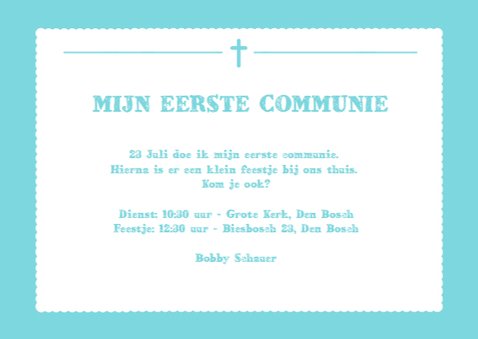 Uitnodiging Communie Foto 3