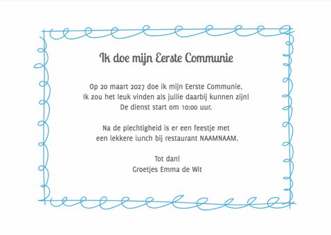 Uitnodiging Communie foto's - DH 3