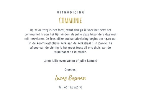 Uitnodiging communie stoer waterverf blauw met sterren 3