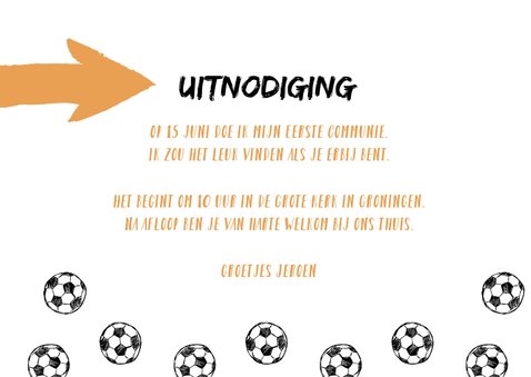 Uitnodiging communie voetballen en foto 3