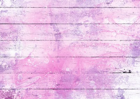 Uitnodiging eerste communie houtlook doorkijkje roze stoer Achterkant