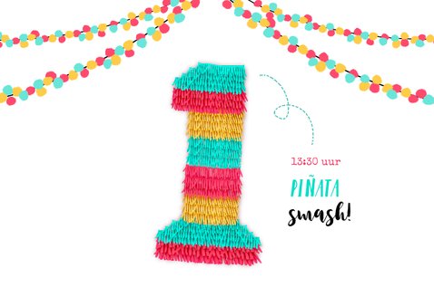 Uitnodiging eerste verjaardag piñata party 2