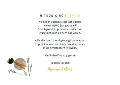 Uitnodiging etentje jubileum 50 jaar getrouwd met foto's 3