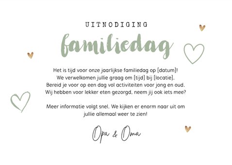 Uitnodiging familiedag wegwijzers hout hartjes slingers 3