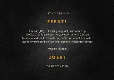 Uitnodiging feest 50 folieballon met confetti aanpasbaar 3