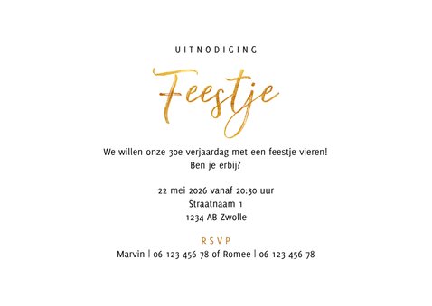 Uitnodiging feest - fotocollage en goudlook 3
