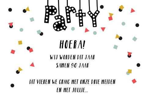Uitnodiging feest fotocollage met illustratie party slinger 2