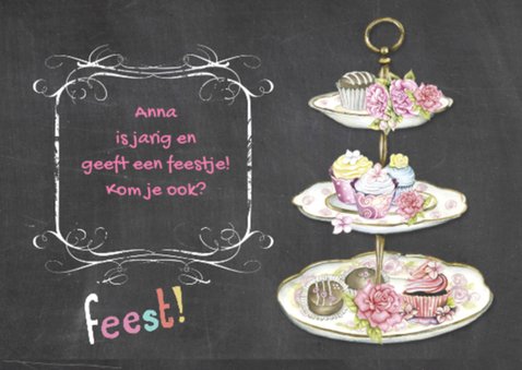 uitnodiging feest taartjes 2