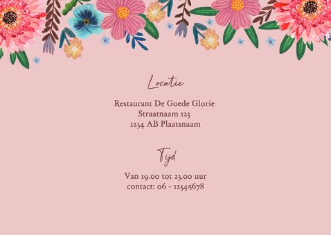 Uitnodiging feestje 90 bloemen botanisch lente 2