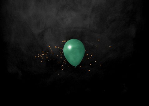 Uitnodiging feestje 90 jaar ballonnen foto slingers groen Achterkant