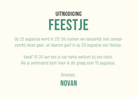 Uitnodiging feestje colorblocking met ballonnen 3