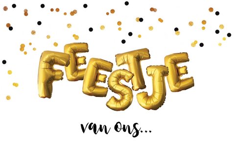 uitnodiging feestje goud zwart fotokaart 2