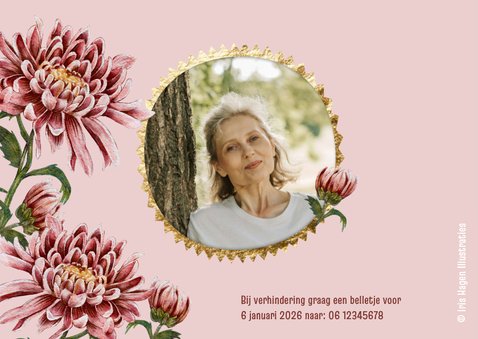 Uitnodiging feestje verjaardag 50 jaar met bloemen 2