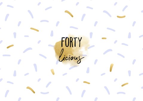 Uitnodiging fortylicious met polaroid foto en confetti 2